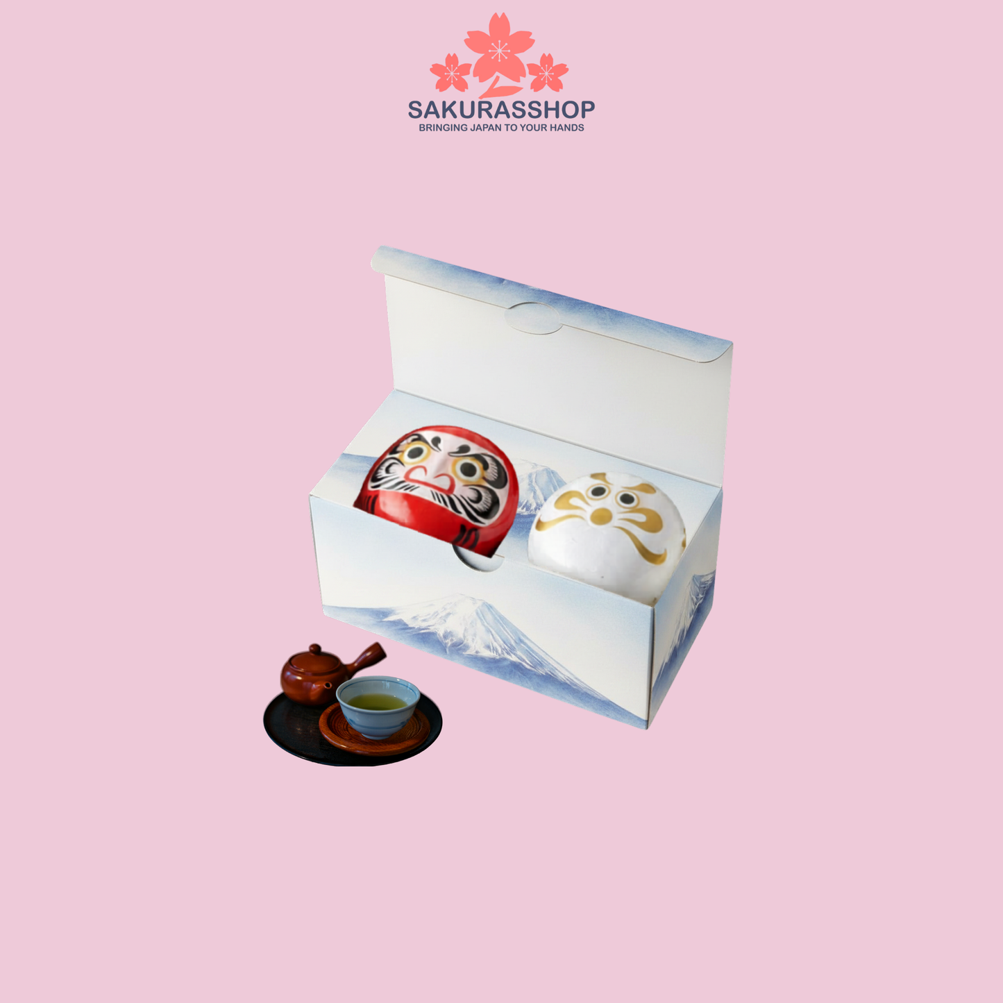 Shizuoka Japanese Green Tea Gift Set (2 Daruma Cans 80g Each) – Premium Sencha Tea