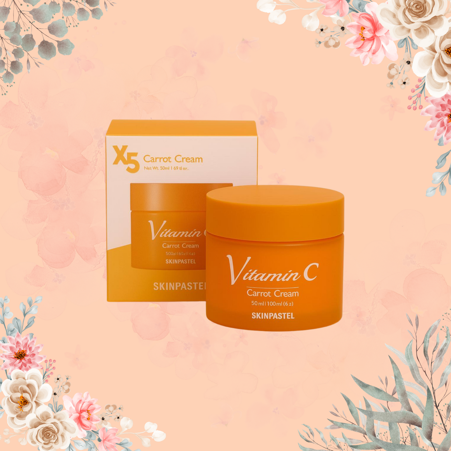 SKINPASTEL Vitamin C Carrot Cream – Brightening & Hydrating Face Cream (50ml)