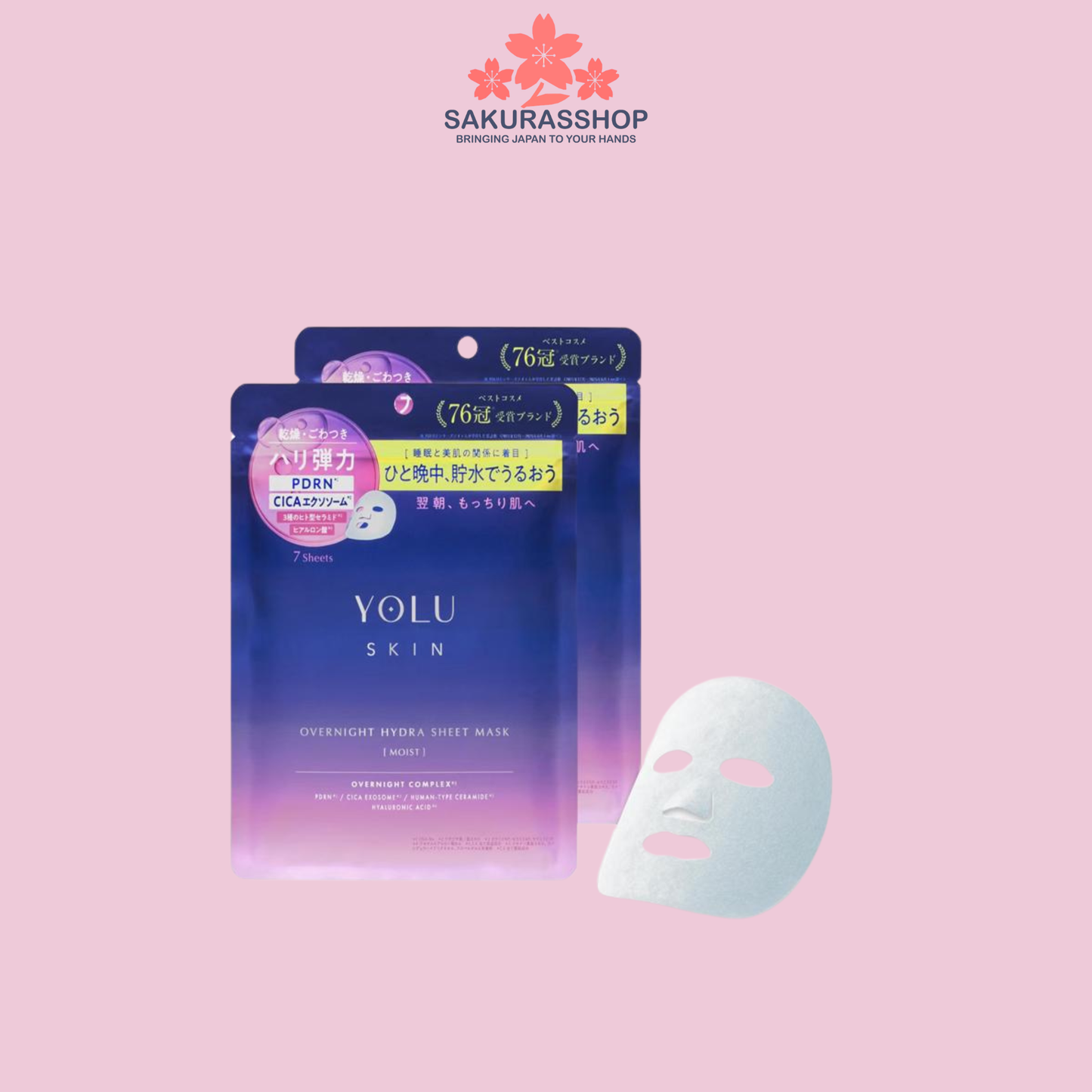 YOLU Skin Overnight Hydra Sheet Mask Clear – 2 Pack