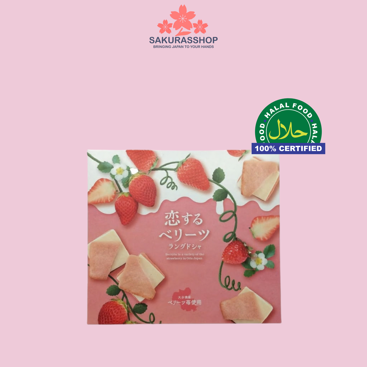 Dondoyaki Honpo Koisuru Berries Strawberry Langue de Chat Cookies – 10 Pieces