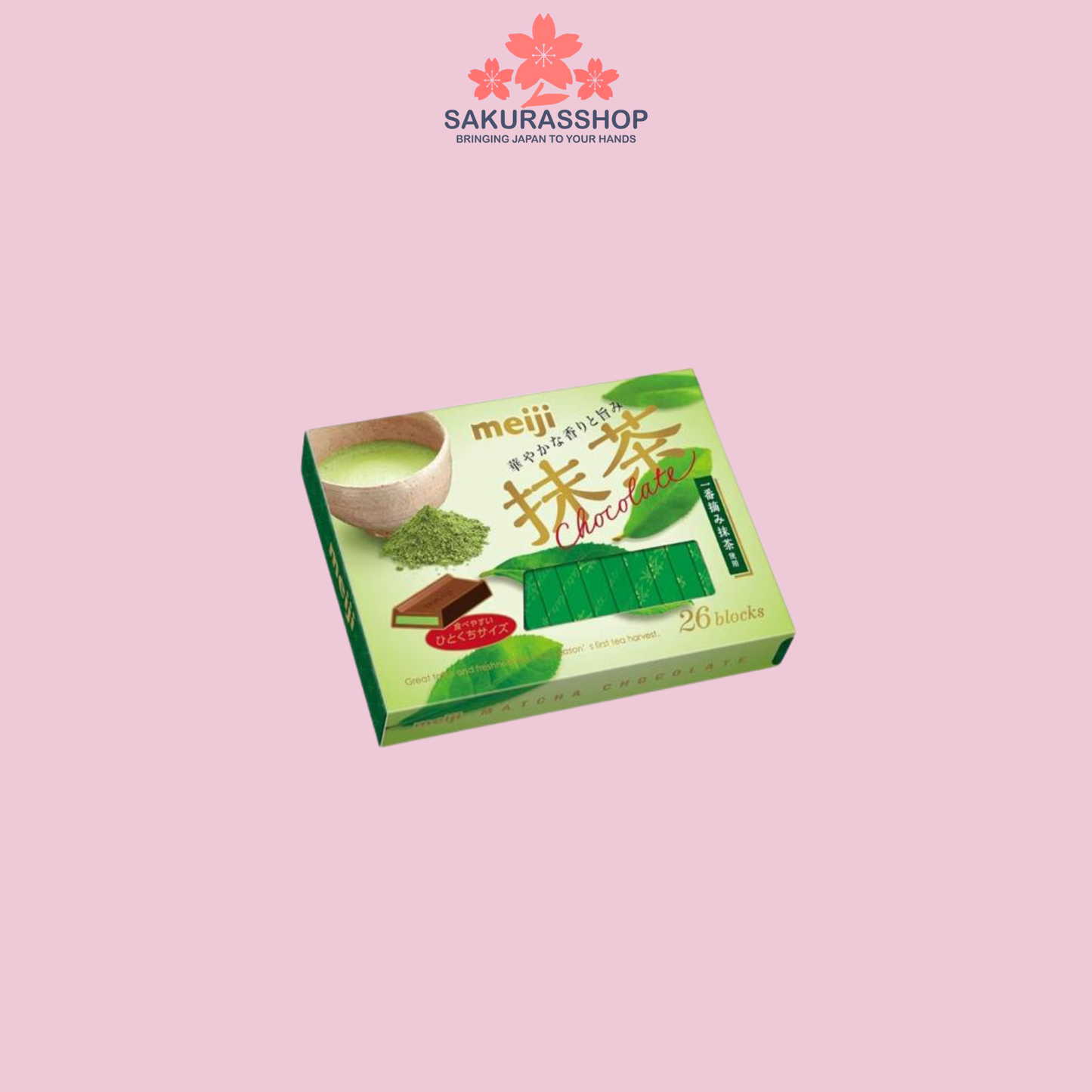 Meiji Matcha Chocolate Box – 26 Pieces | Japanese Green Tea Chocolate