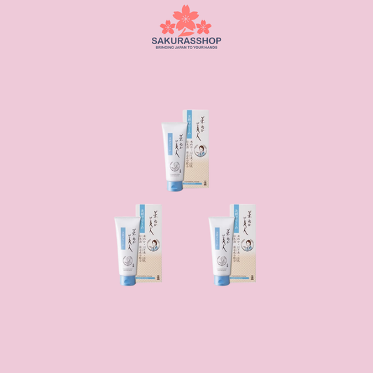 Nihonshori Rice Bran Beauty Face Wash Cream (100 g × 3) | Fragrance-Free Facial Cleanser