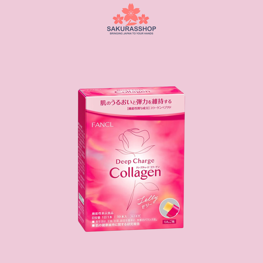 FANCL Deep Charge Collagen Stick Jelly 10-Day Supply – Apple Flavor Collagen Supplement with Hyaluronic Acid & Ceramide